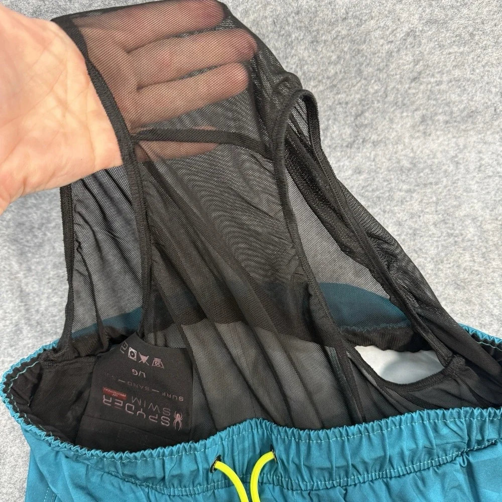 NWT Spyder Swimsuit Trunks Shorts Mens L Teal UV Protection Mesh Quick Dry Beach